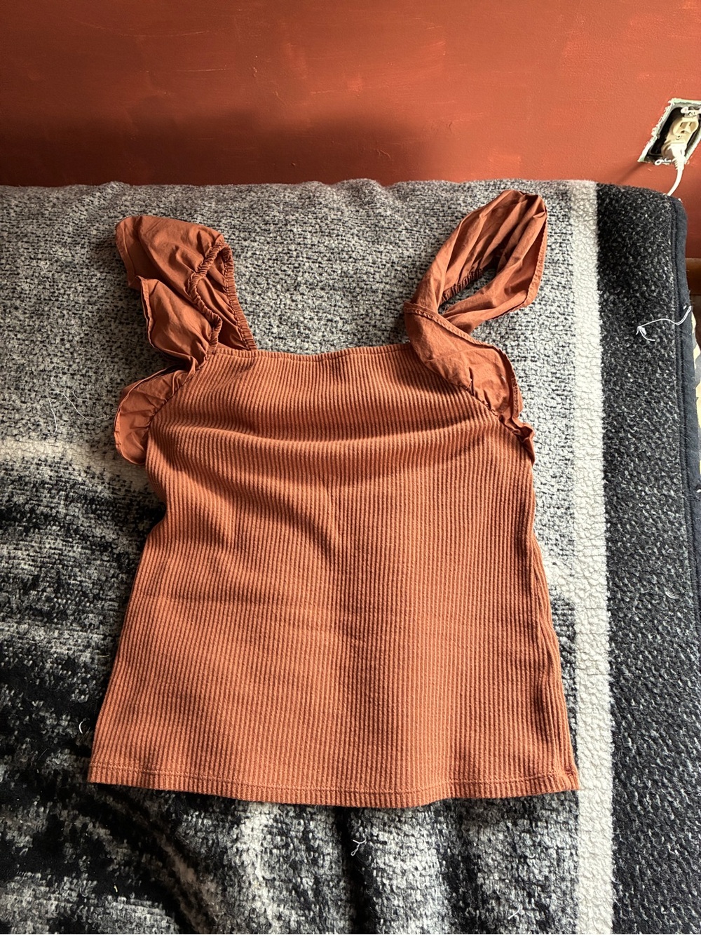 A new day ruffle sleeve blouse/tank top
